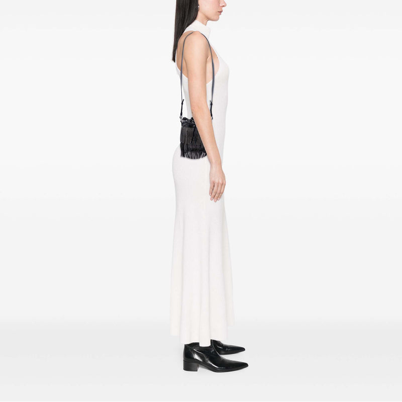 Small Studded Calfskin Emmanuelle Fringe Bucket Bag - Image 6