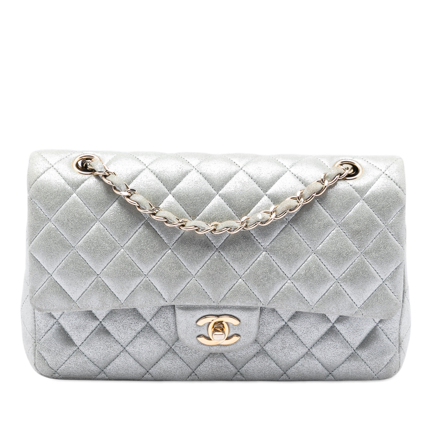 Medium Classic Metallic Lambskin Double Flap - Image 1