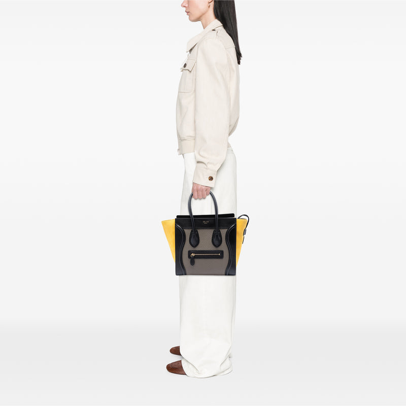 Micro Tricolor Leather Luggage Tote - Image 6