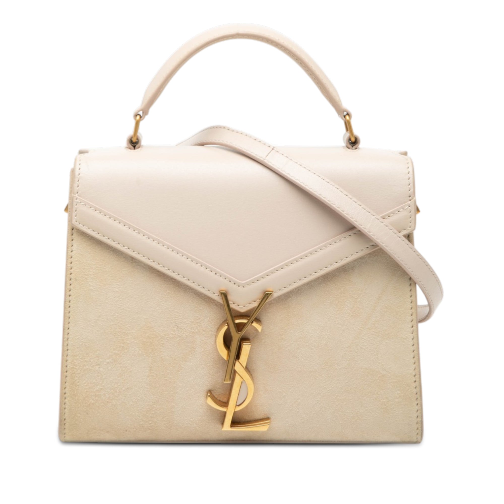 Mini Suede and Calfskin Cassandra Top Handle Bag - Image 1