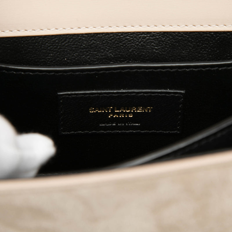 Mini Suede and Calfskin Cassandra Top Handle Bag - Image 5