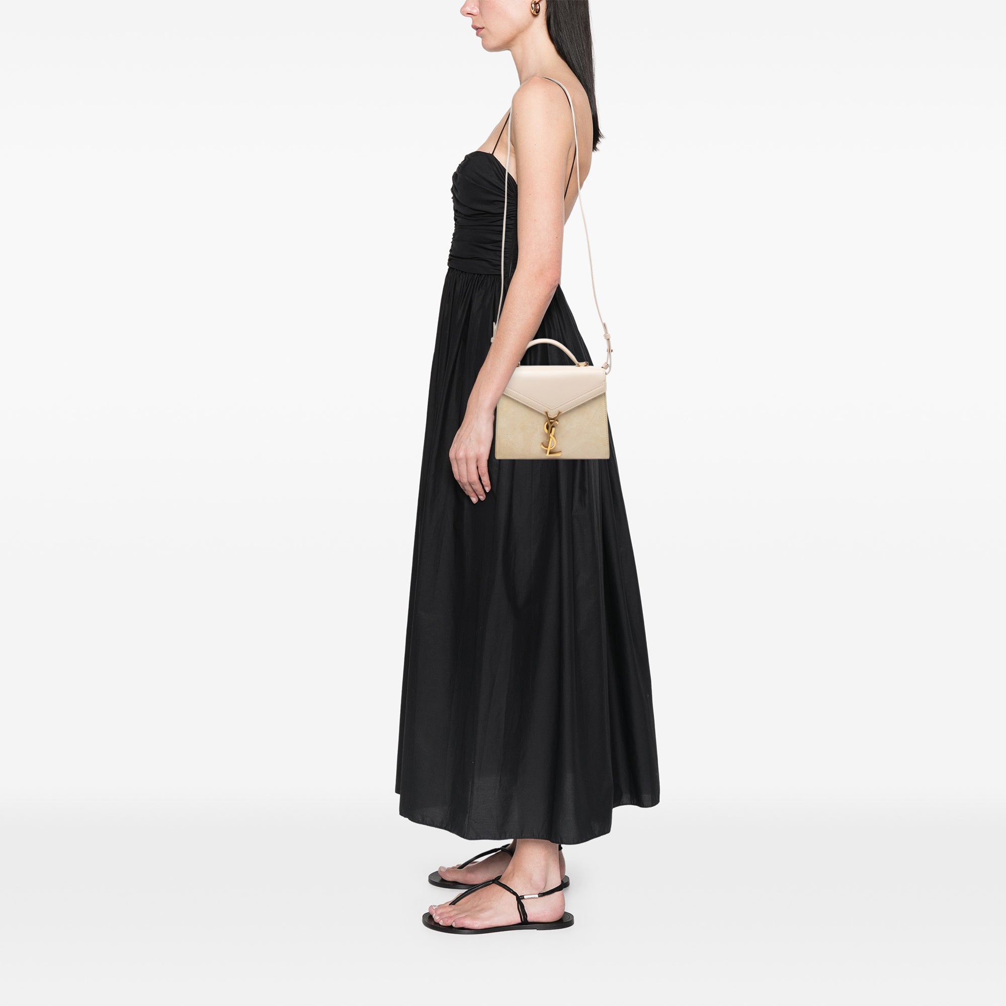 Mini Suede and Calfskin Cassandra Top Handle Bag - Image 7