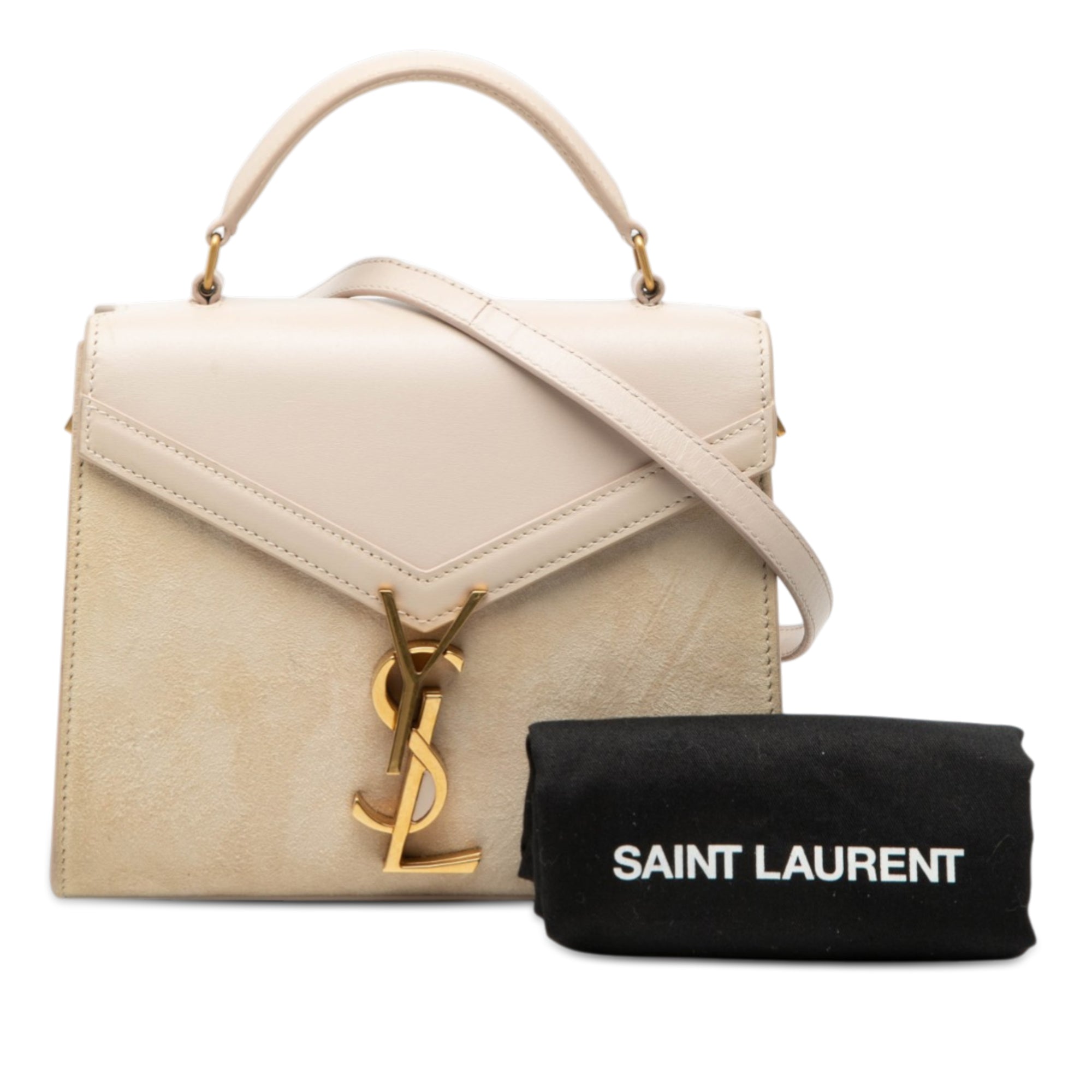 Mini Suede and Calfskin Cassandra Top Handle Bag - Image 8