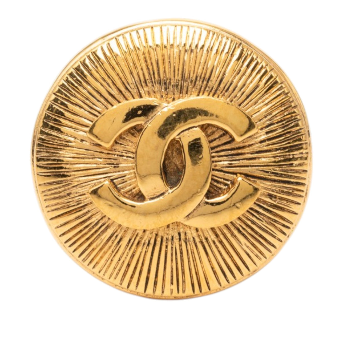 CC Gold Plated Sunburst Round Pin Brooch - Image 1