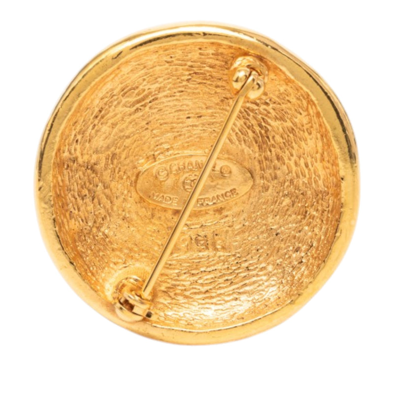 CC Gold Plated Sunburst Round Pin Brooch - Image 2