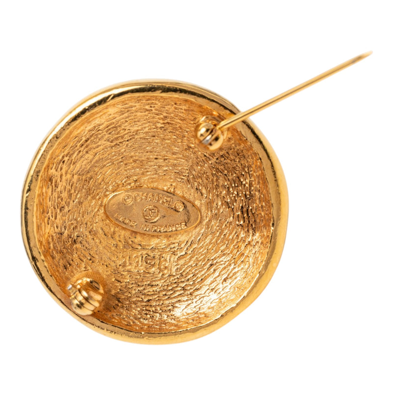 CC Gold Plated Sunburst Round Pin Brooch - Image 3