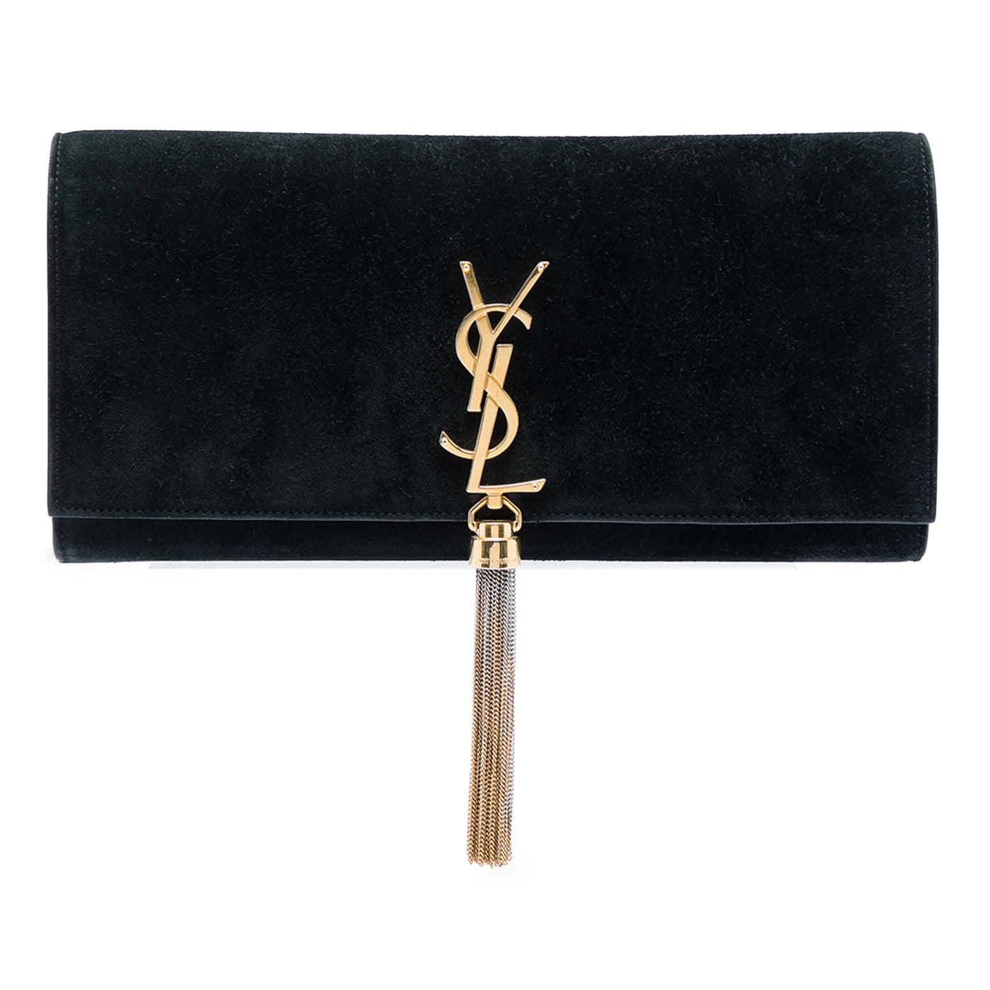 Suede Monogram Kate Tassel Clutch - Image 1