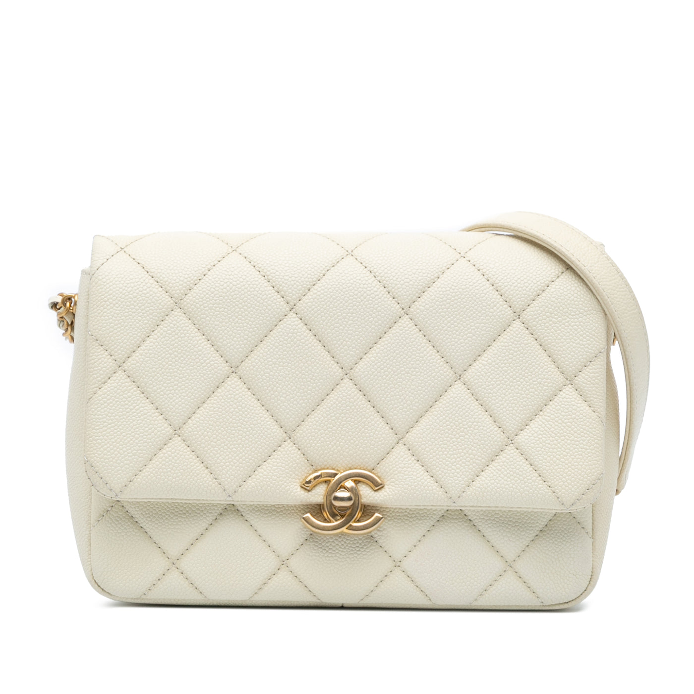 Small Quilted Caviar Chain Melody Flap - Image 1