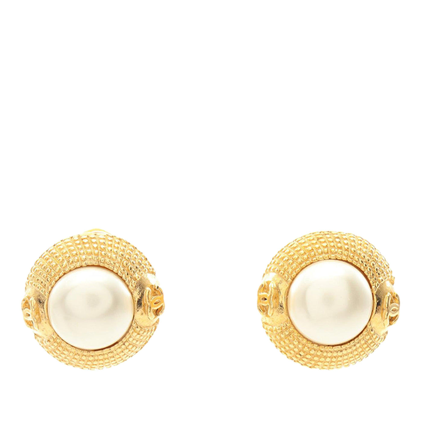 CC Gold Plated Faux Pearl Clip On Earrings - Image 1