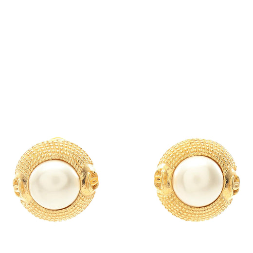 CC Gold Plated Faux Pearl Clip On Earrings - Image 1