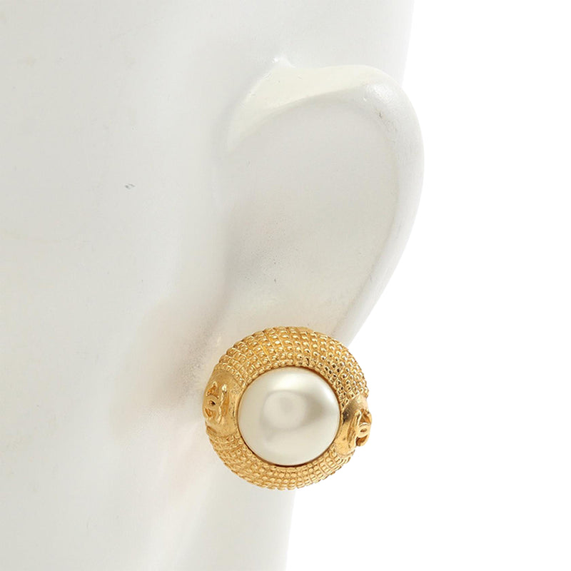 CC Gold Plated Faux Pearl Clip On Earrings - Image 6
