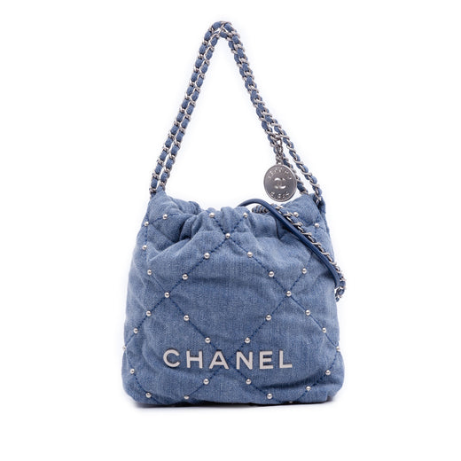 Mini Denim Studded 22 Handbag - Image 1