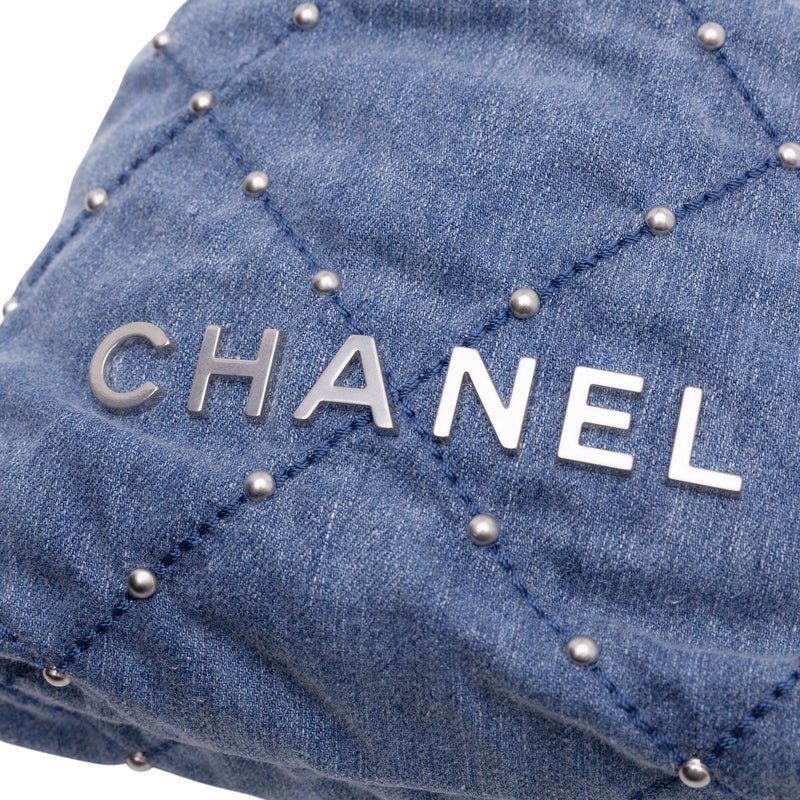 Mini Denim Studded 22 Handbag - Image 8