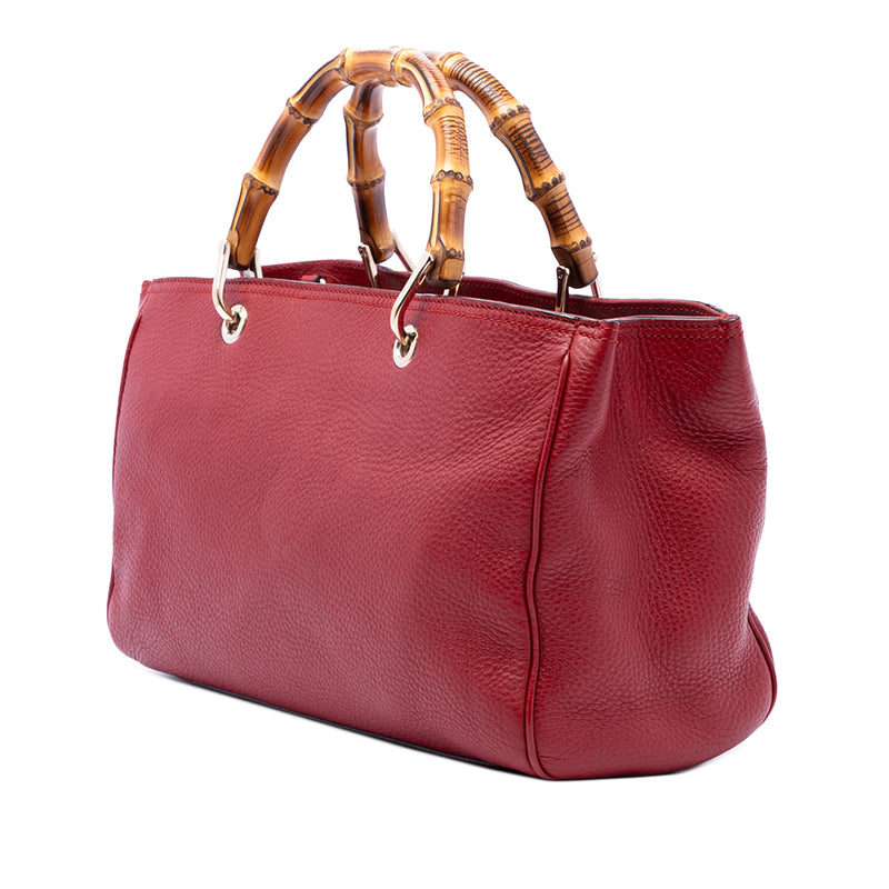 Medium Calfskin Bamboo Shopper Satchel - Image 2