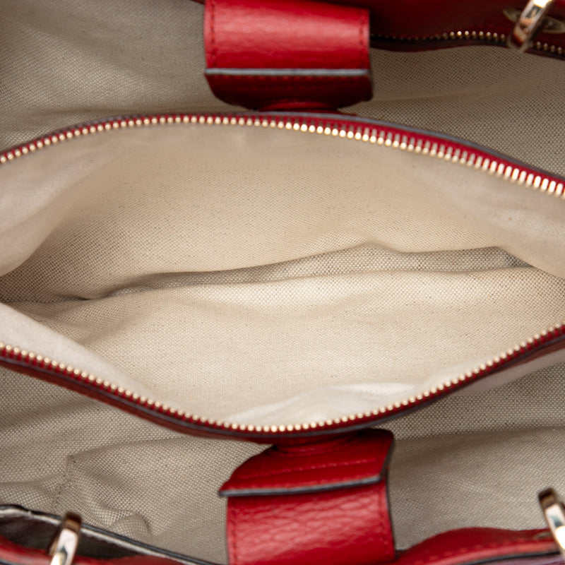 Medium Calfskin Bamboo Shopper Satchel - Image 4