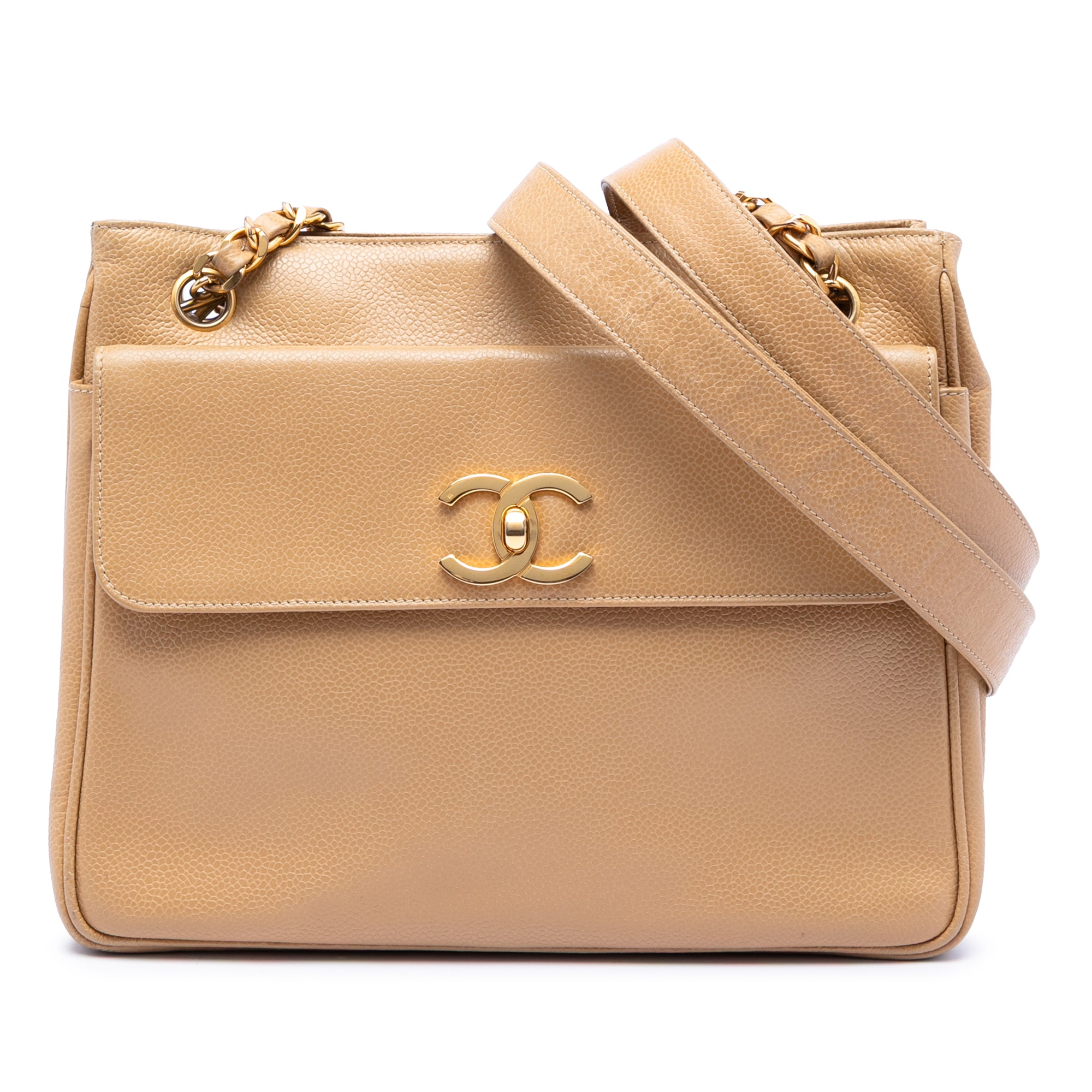 CC Caviar Front Pocket Chain Shoulder Bag - Image 1