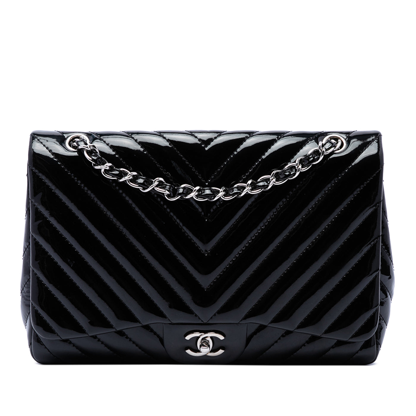 Jumbo Classic Chevron Patent Single Flap - Image 1