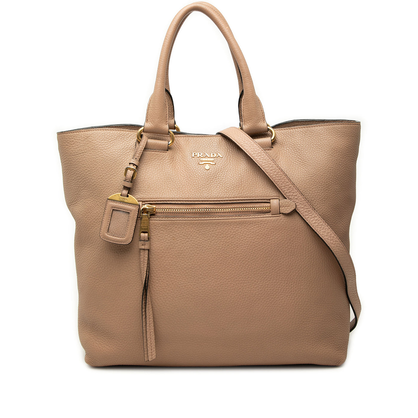 Vitello Daino Front Zip Open Convertible Tote - Image 1