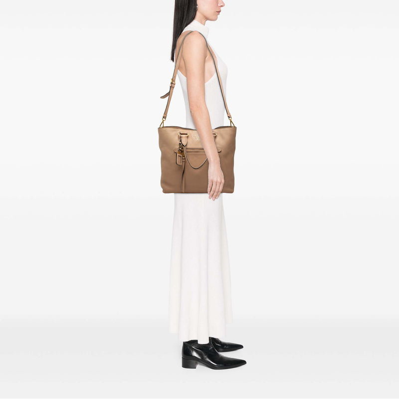 Vitello Daino Front Zip Open Convertible Tote - Image 6