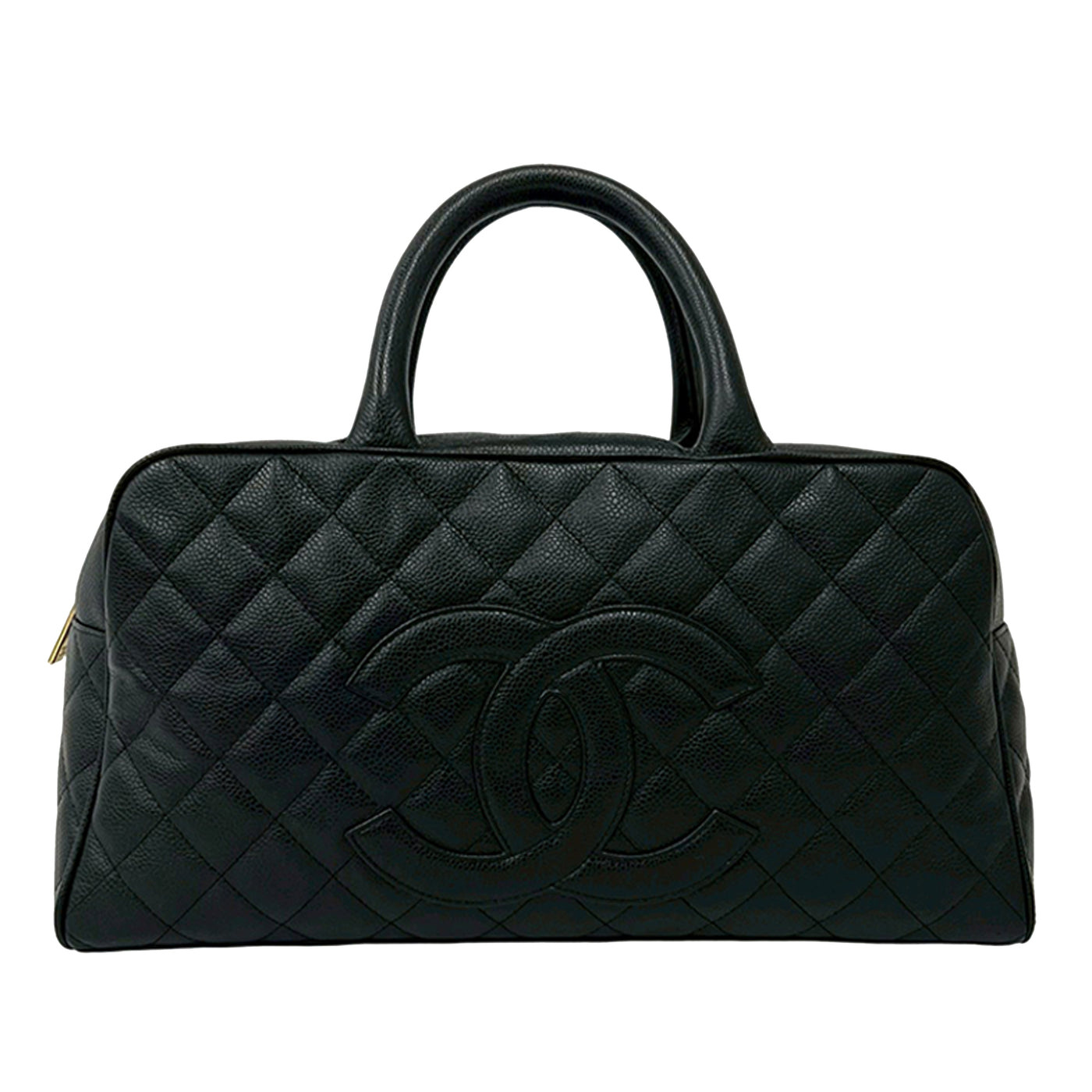 Large CC Quilted Caviar Bowler Bag - Image 1