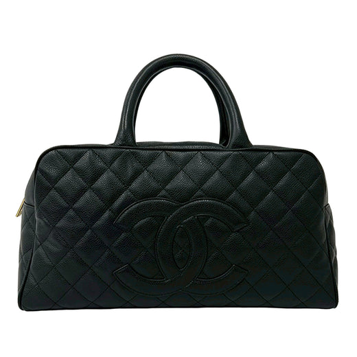 Large CC Quilted Caviar Bowler Bag - Image 1