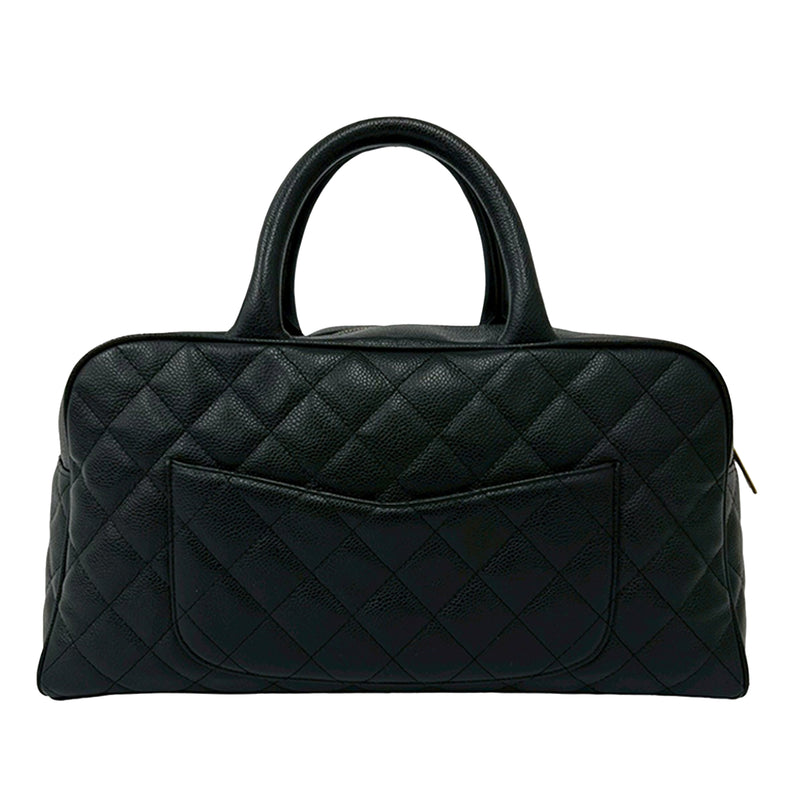 Large CC Quilted Caviar Bowler Bag - Image 2