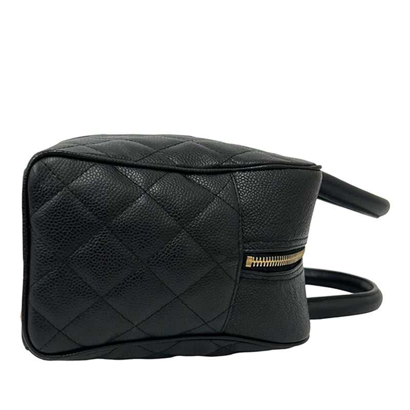 Large CC Quilted Caviar Bowler Bag - Image 3