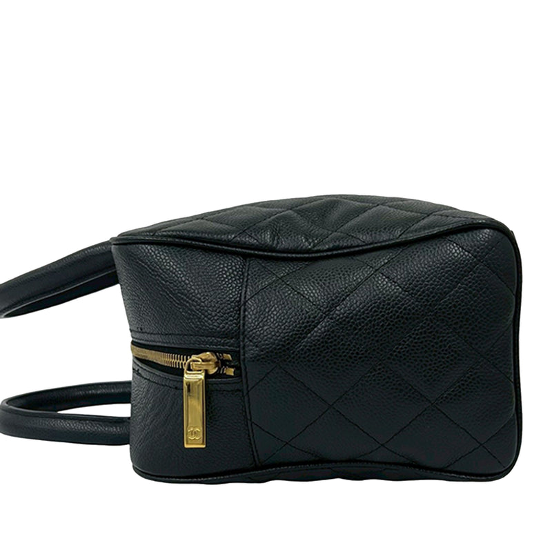 Large CC Quilted Caviar Bowler Bag - Image 8