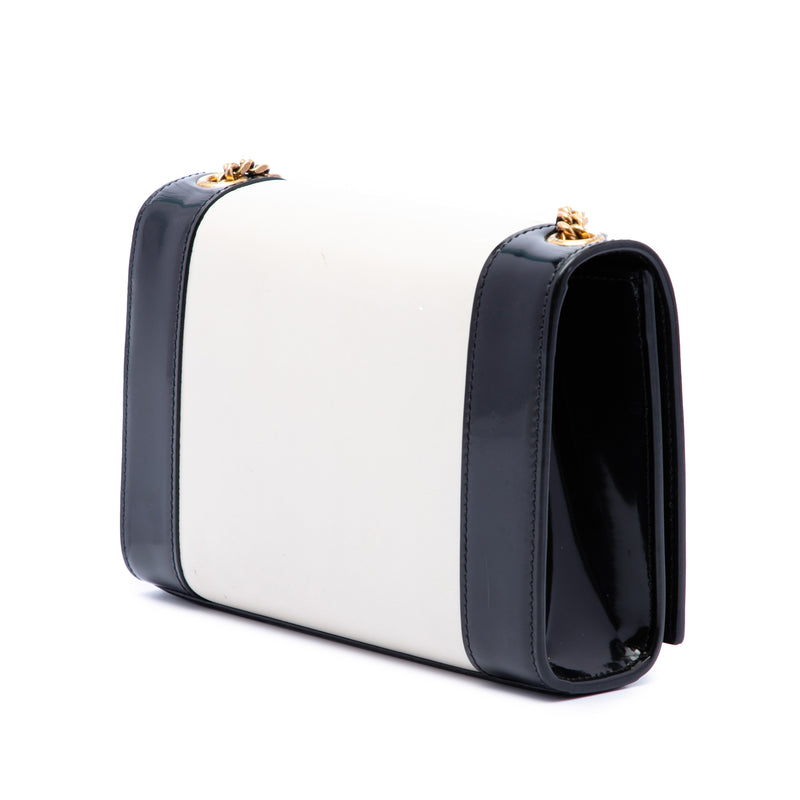 Small Bicolor Lambskin and Patent Monogram Kate Chain Shoulder Bag - Image 2
