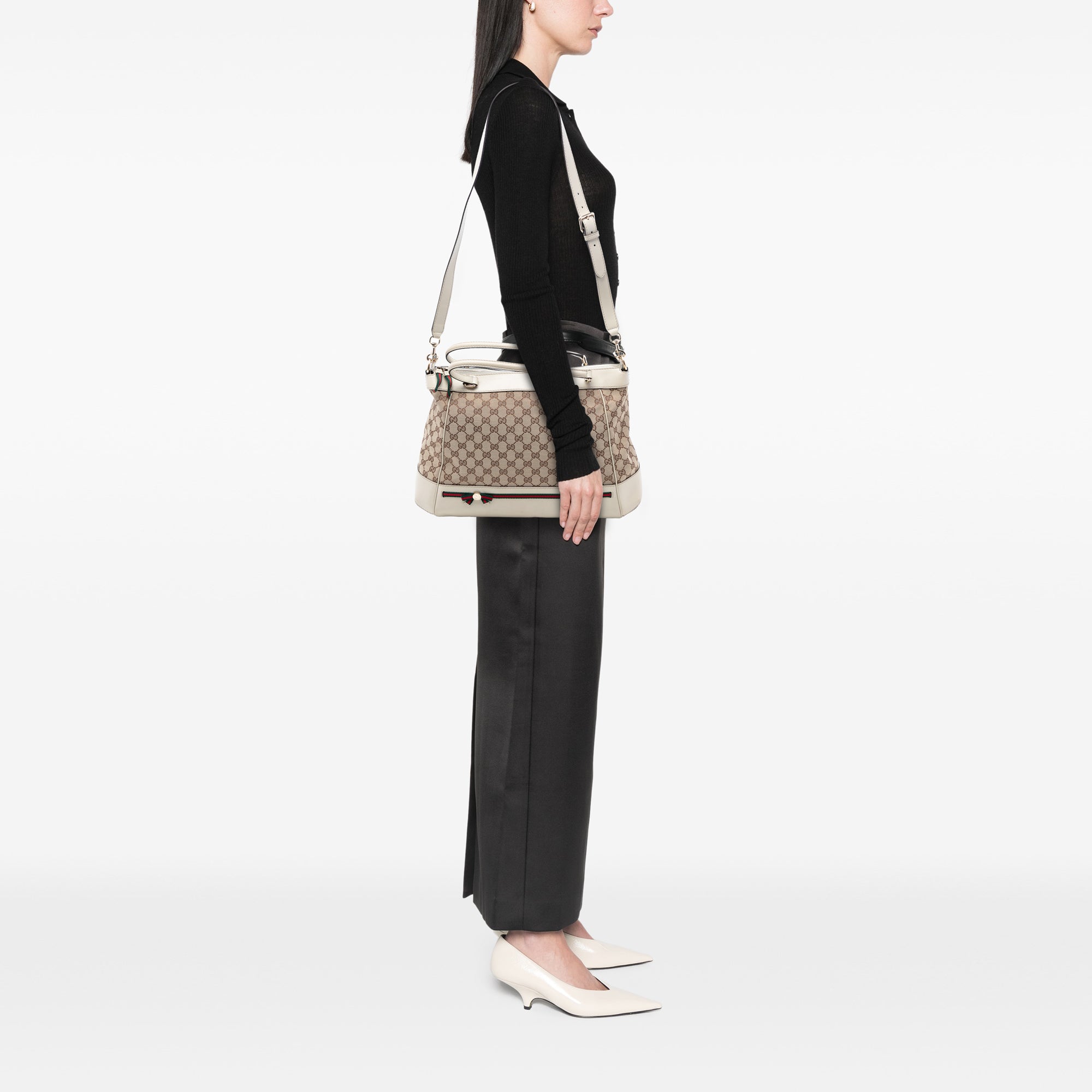 GG Canvas Web Mayfair Satchel - Image 7