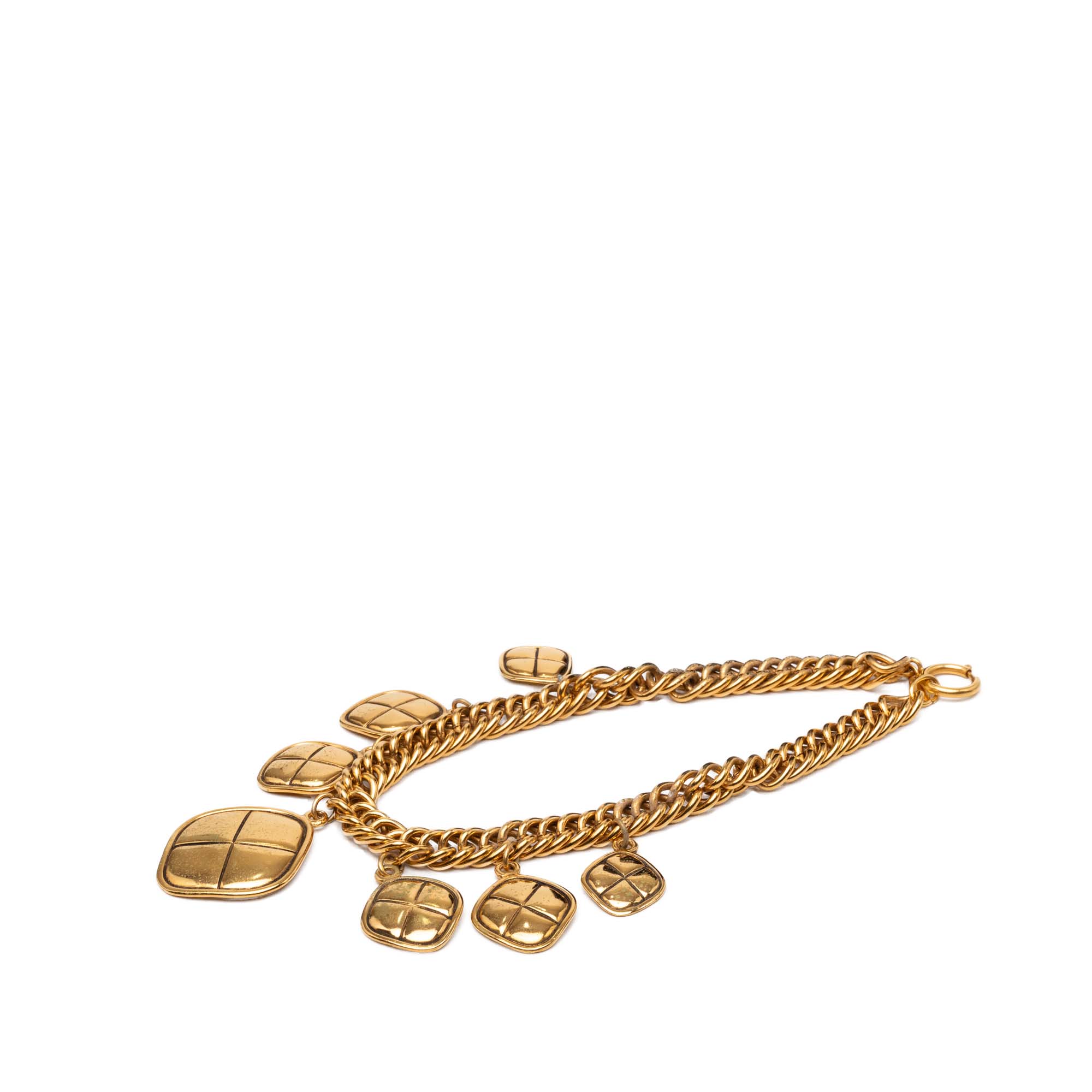 Gold Plated Quilted Diamond Charms Necklace - Image 1