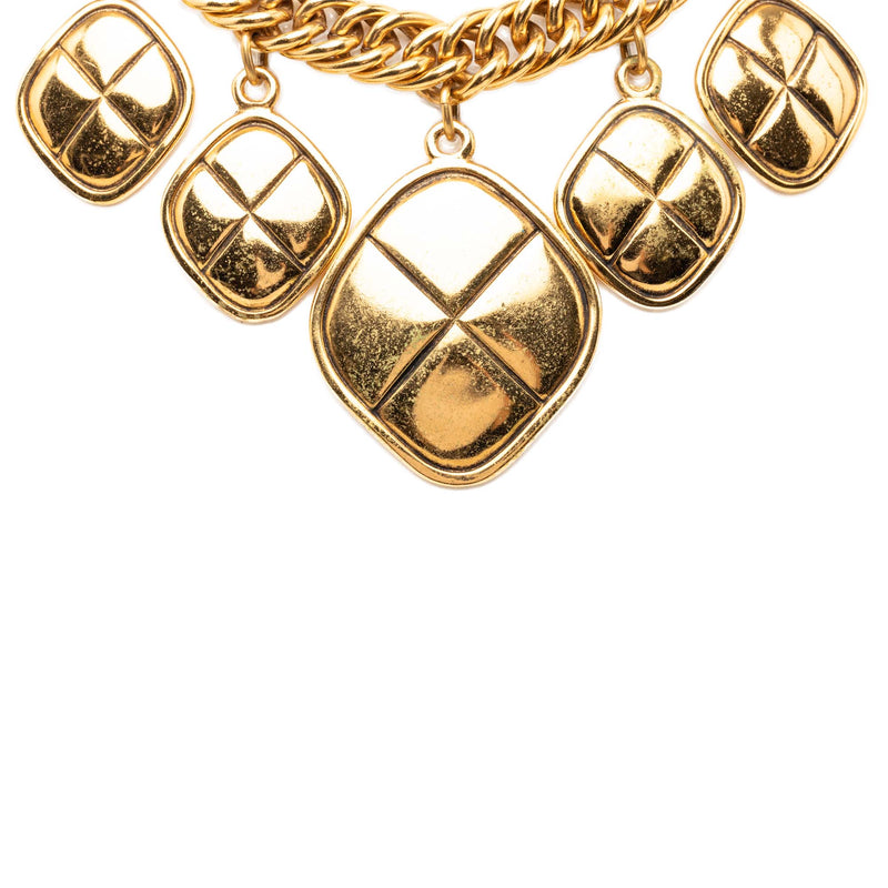 Gold Plated Quilted Diamond Charms Necklace - Image 2