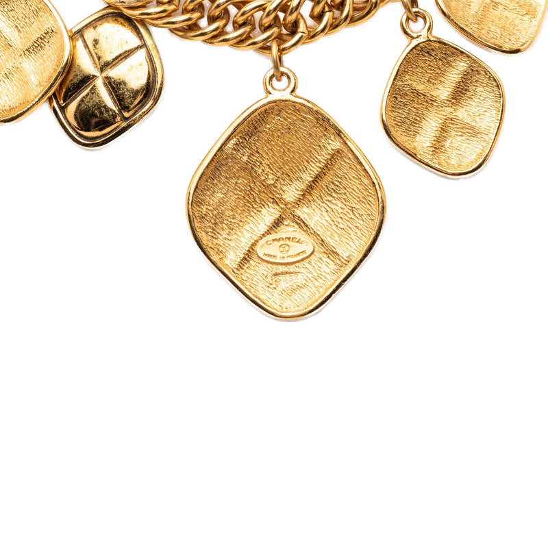 Gold Plated Quilted Diamond Charms Necklace - Image 3