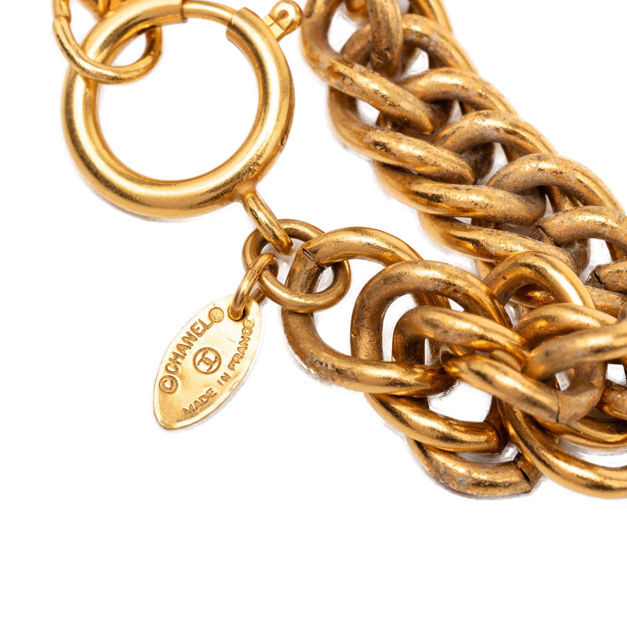 Gold Plated Quilted Diamond Charms Necklace - Image 4