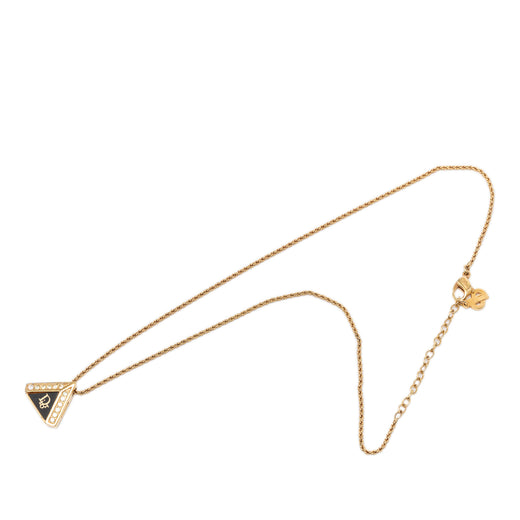 Gold Plated Enamel Strass Triangle Logo Necklace - Image 1