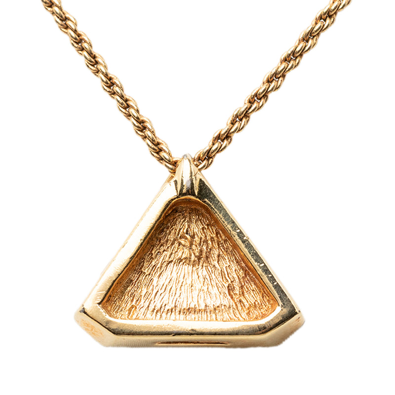 Gold Plated Enamel Strass Triangle Logo Necklace - Image 3