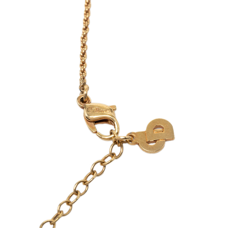 Gold Plated Enamel Strass Triangle Logo Necklace - Image 4