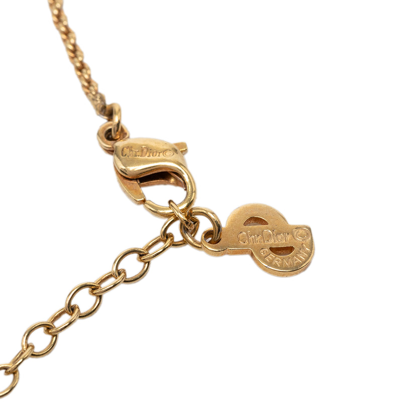 Gold Plated Enamel Strass Triangle Logo Necklace - Image 5