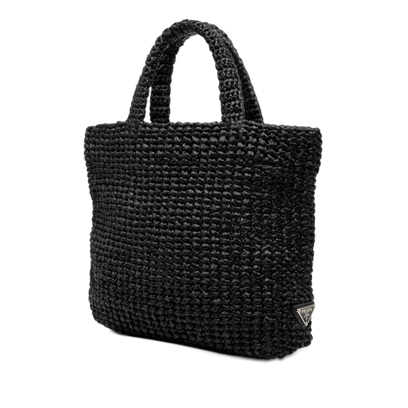Small Raffia Effect Crochet Embroidered Logo Tote - Image 2