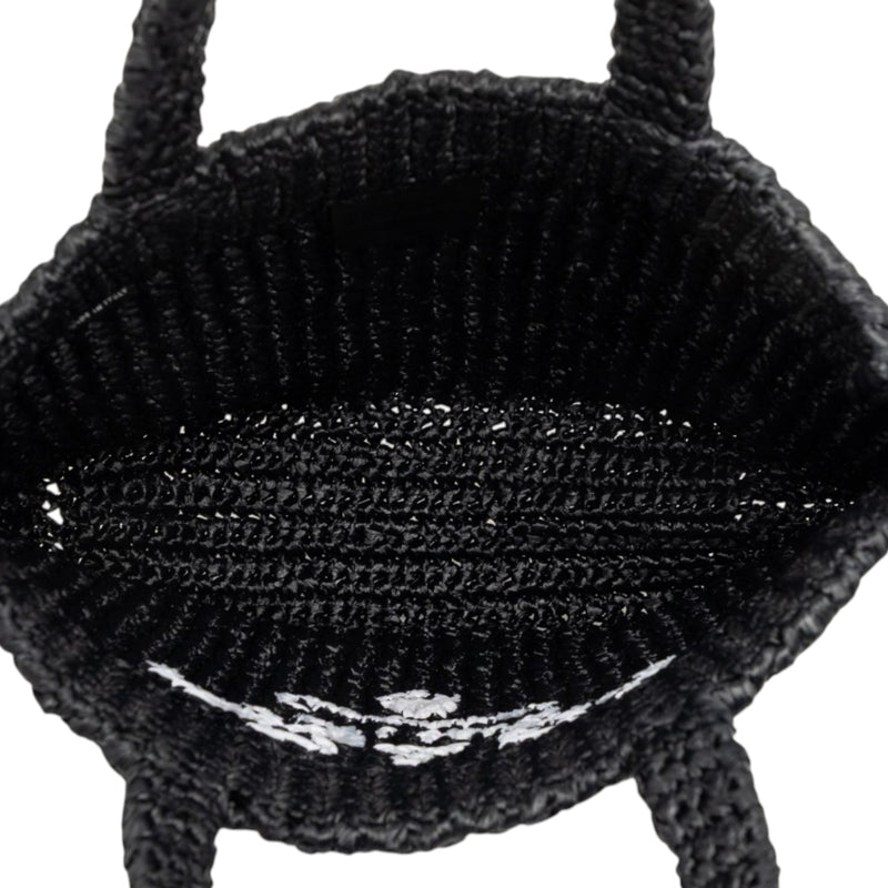 Small Raffia Effect Crochet Embroidered Logo Tote - Image 4