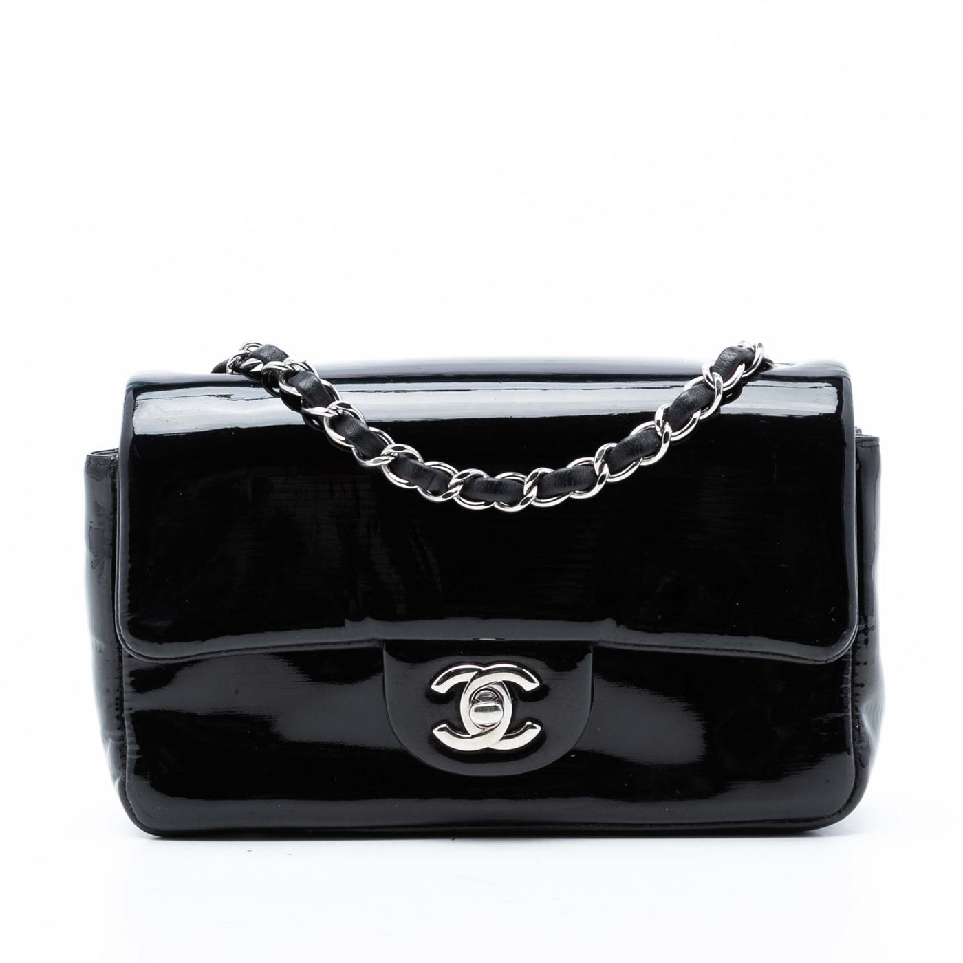 Mini Rectangular Classic Pure Patent Single Flap - Image 1