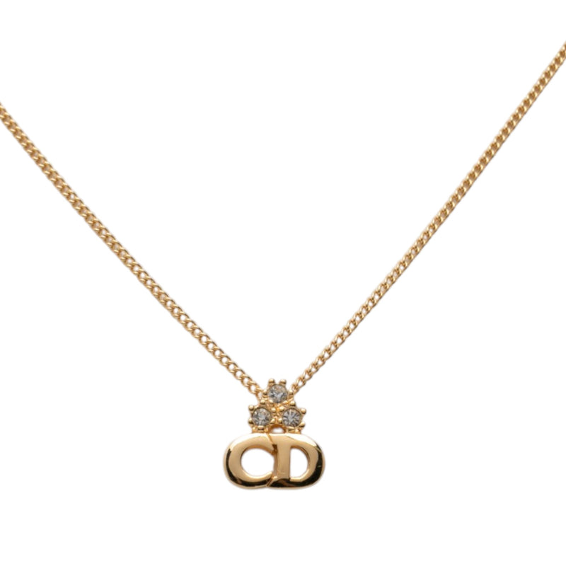 Gold Plated Strass CD Logo Pendant Necklace - Image 2