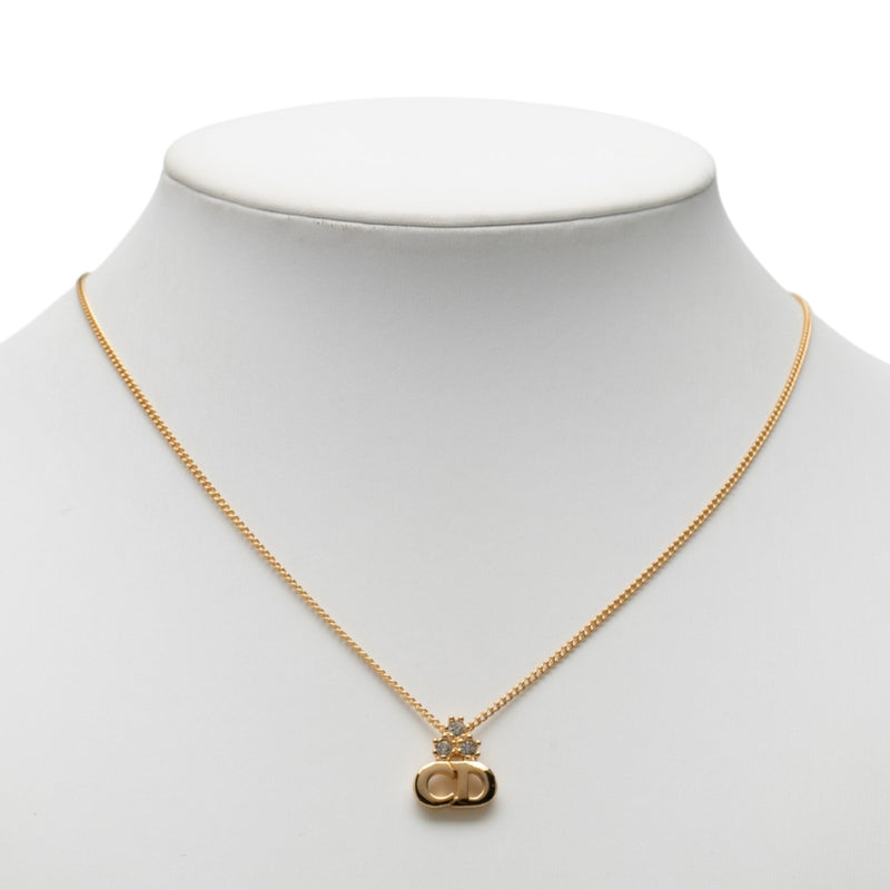Gold Plated Strass CD Logo Pendant Necklace - Image 6