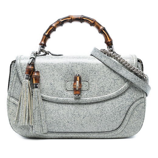 Large Speckled Leather New Bamboo Top Handle Bag - Image 1