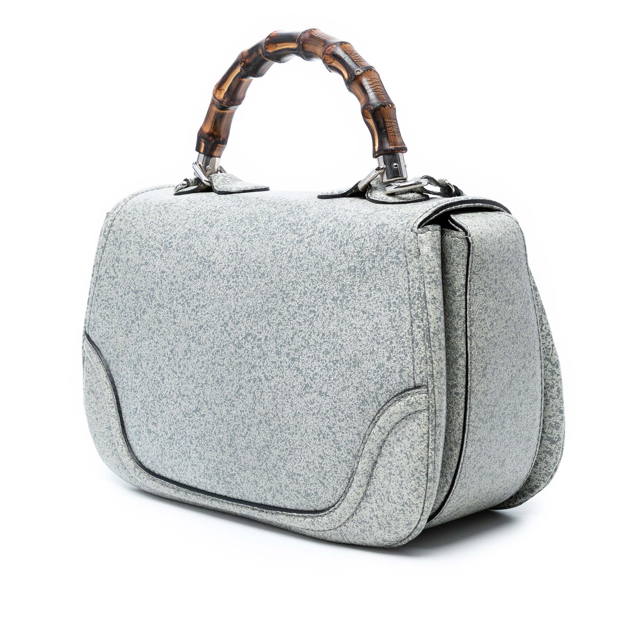 Large Speckled Leather New Bamboo Top Handle Bag - Image 2