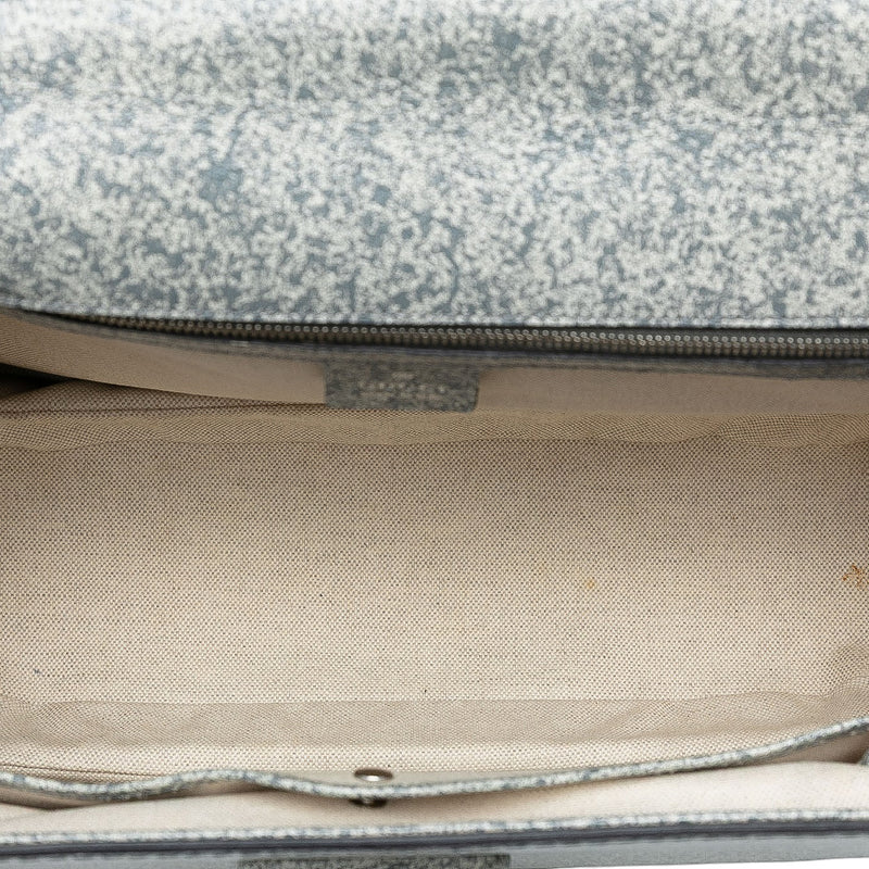 Large Speckled Leather New Bamboo Top Handle Bag - Image 4
