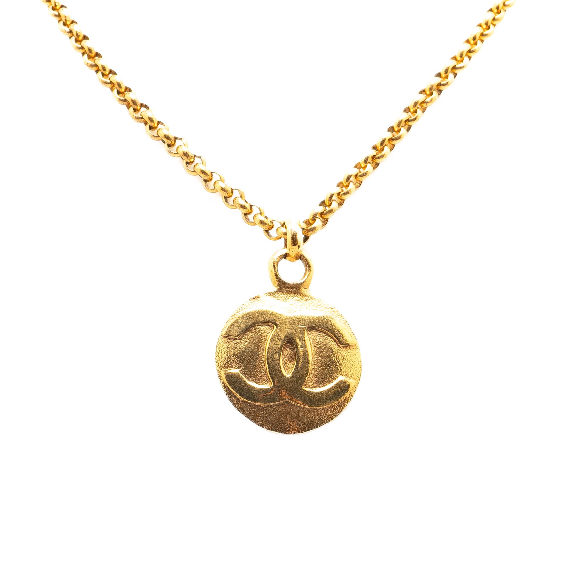 CC Gold Plated Circle Pendant Necklace - Image 1