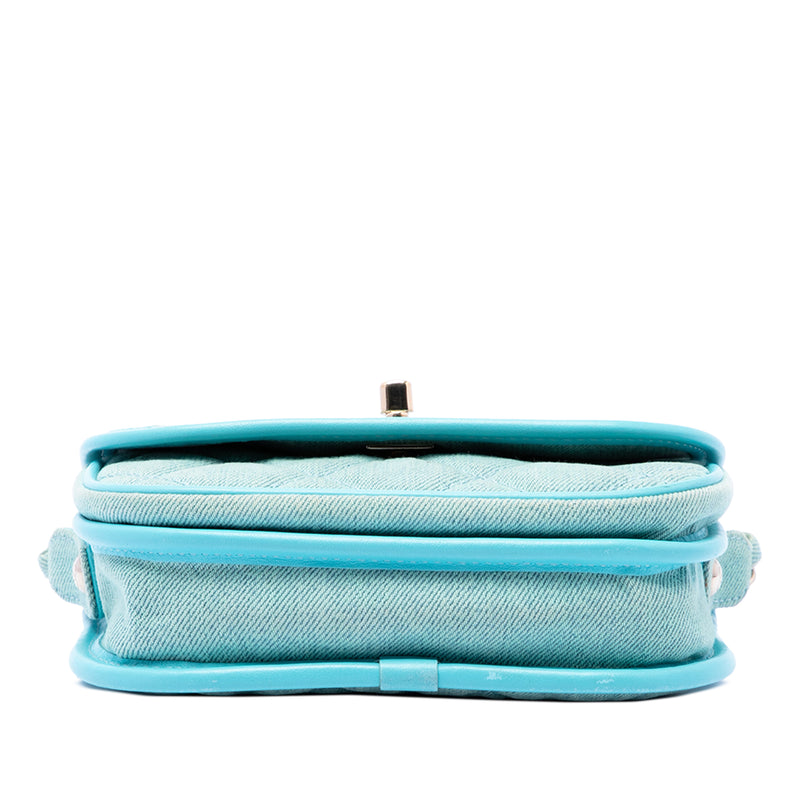 Mini CC Quilted Denim Messenger Flap - Image 3