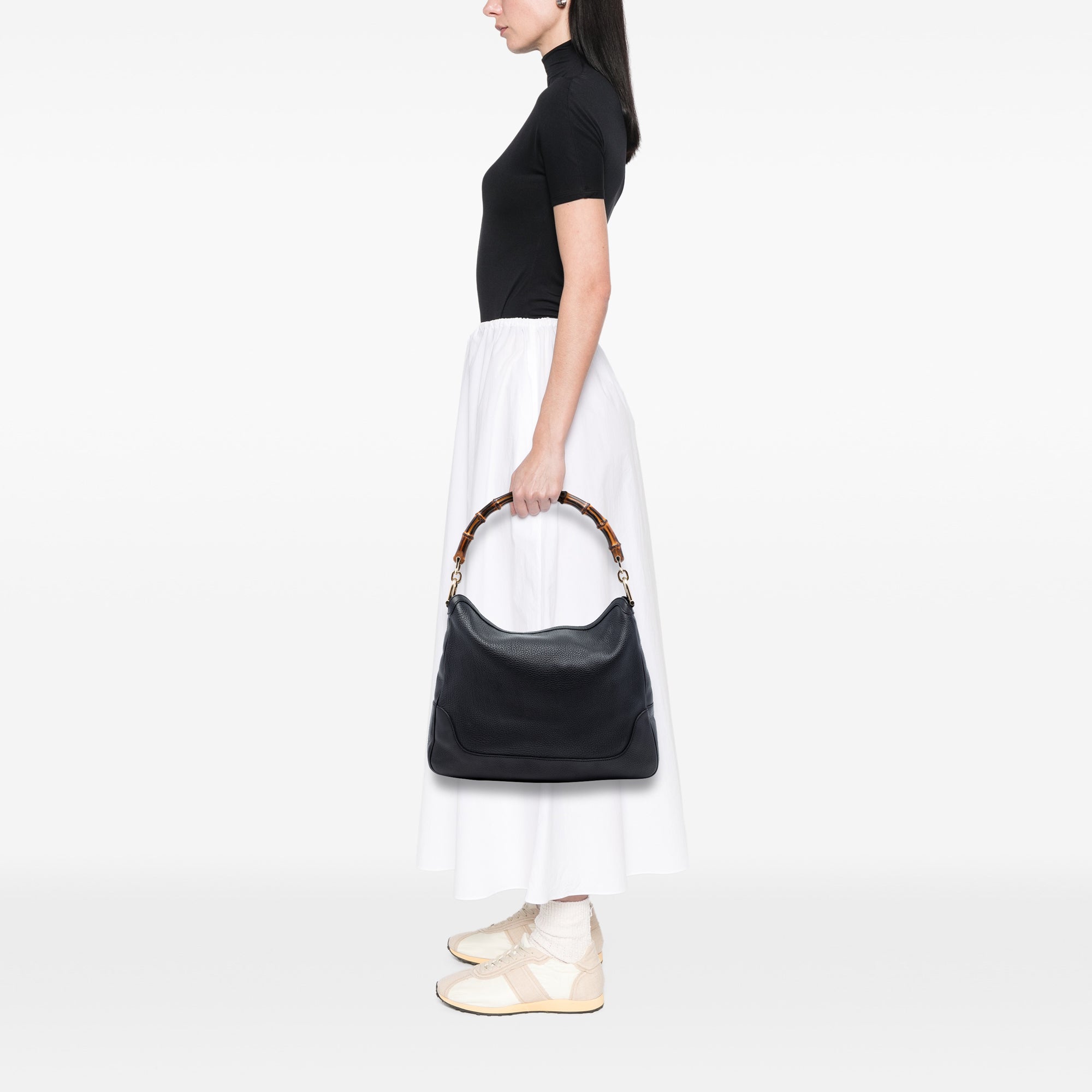 Calfskin Bamboo Diana Satchel - Image 7