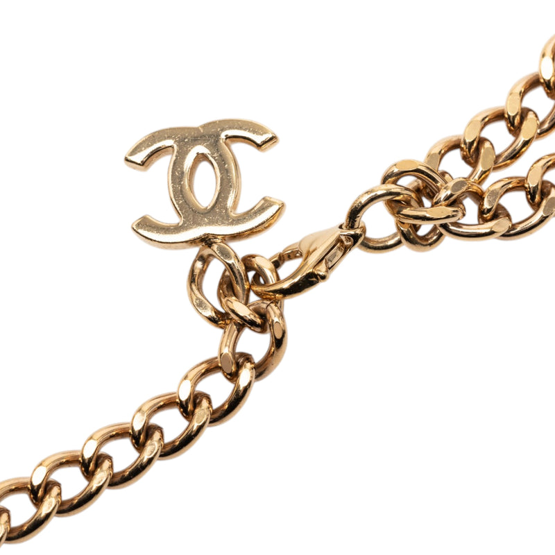 CC Gold Plated Coco Rhinestones Double Chain Necklace - Image 4